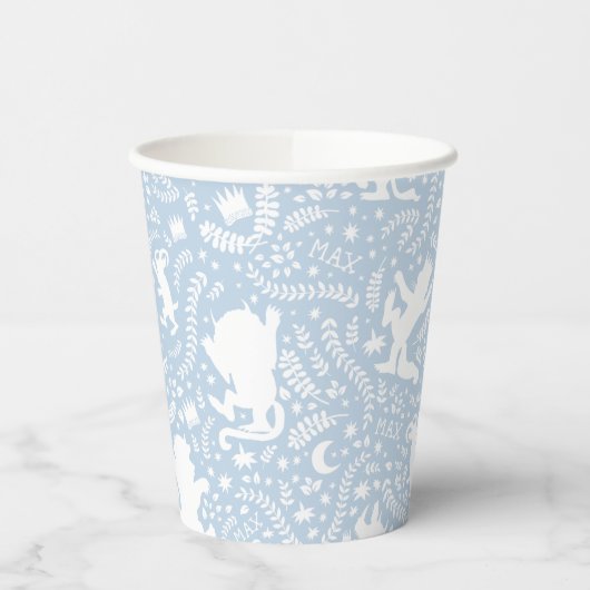 Waar het wilde Dingen Blauwe Floral Patroon Papieren Bekers (Links)