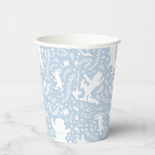 Waar het wilde Dingen Blauwe Floral Patroon Papieren Bekers (Rechts)