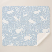 Waar het wilde Dingen Blauwe Floral Patroon Sherpa Deken (Voorkant (horizontaal))