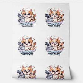 Waar huisdieren familie Schattigee hondenmuurkunst Behang