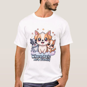 Waar huisdieren zijn familie Schattige Hondenliefh T-shirt
