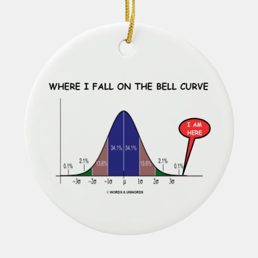 Waar ik Herfst op de bell curve ben ik hier Keramisch Ornament (Voorkant)
