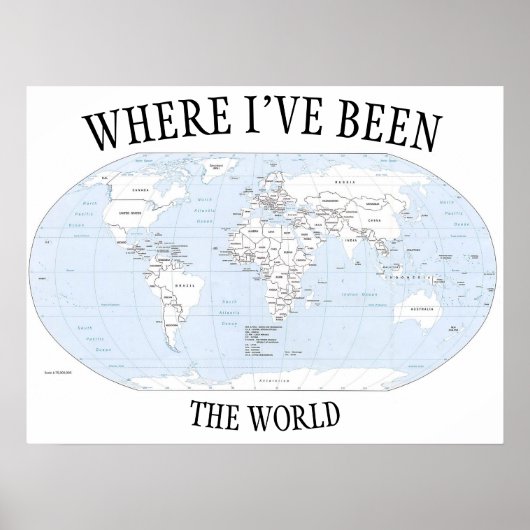 Waar ik in de wereld ben geweest, kleurbare kaart poster (Voorkant)