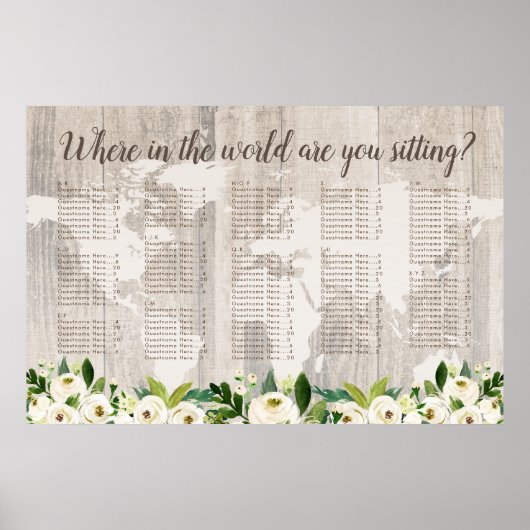 Waar in de World Rustic Map Wood Seating Chart Poster (Voorkant)