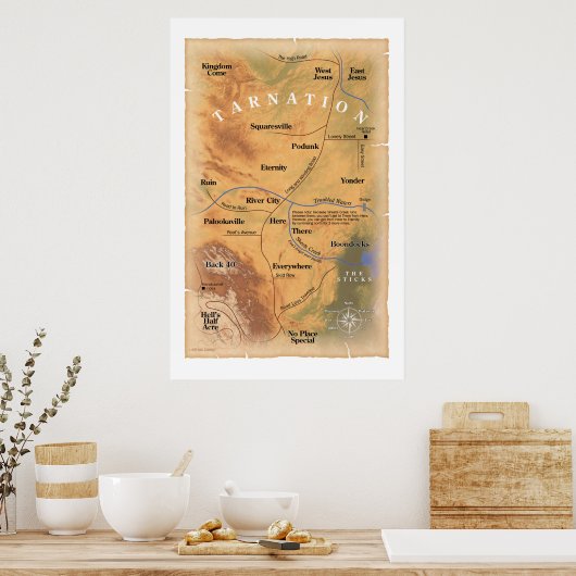 Waar in Tarnan? (Funny Map) Poster (Keuken)