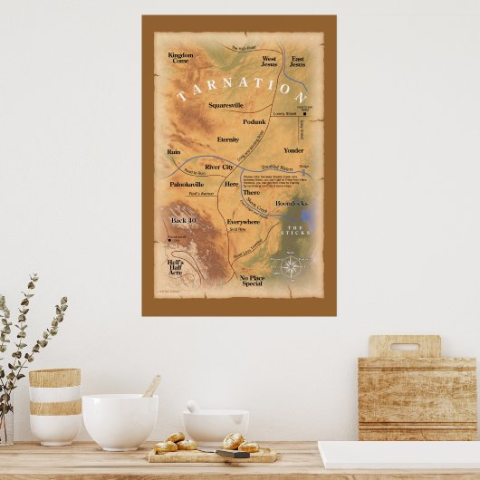 Waar in Tarnan? (Funny Map) Poster (Keuken)