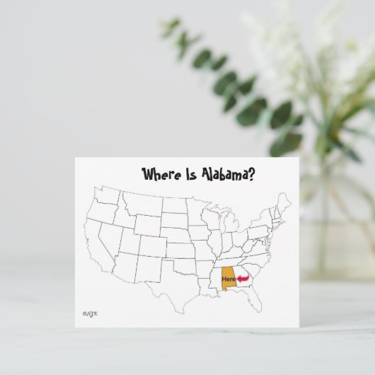 Waar is Alabama? Briefkaart (Staand voorkant)