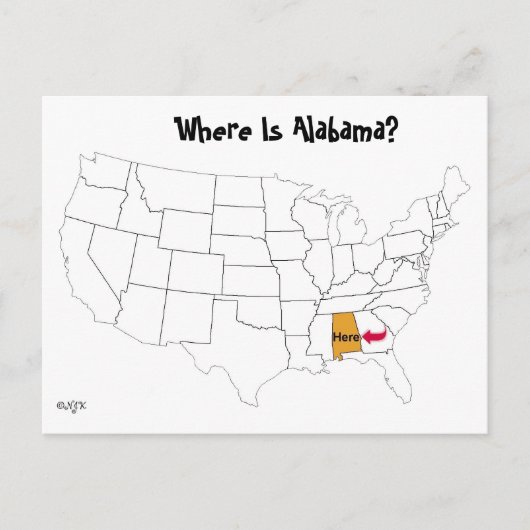 Waar is Alabama? Briefkaart (Voorkant)
