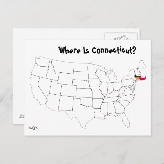 Waar is Connecticut? Briefkaart (Voorkant / Achterkant)
