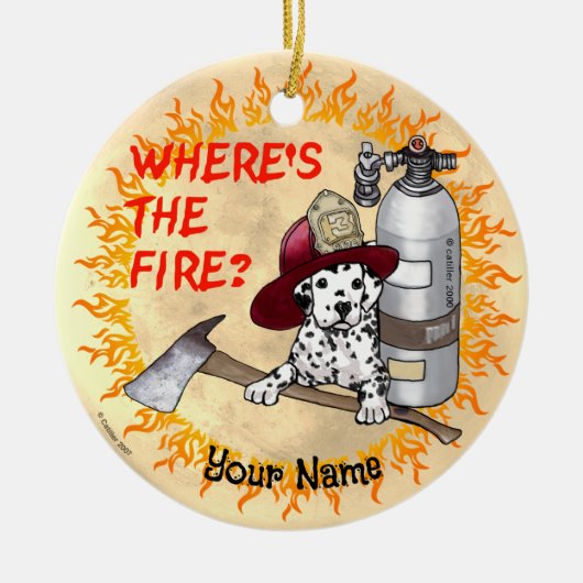 Waar is de brand brandweerman keramisch ornament (Voorkant)