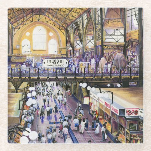 Waar is de dameskast? Boedapest Glazen Onderzetter (Voorkant)