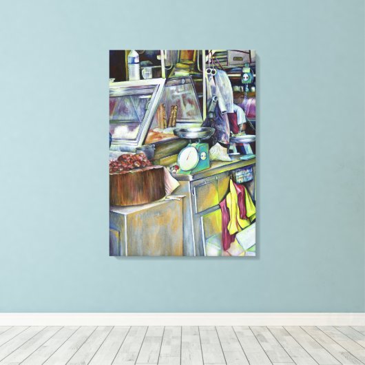Waar is de Fish Head Curry Singapore? Canvas Afdruk (Insitu (Houten vloer))