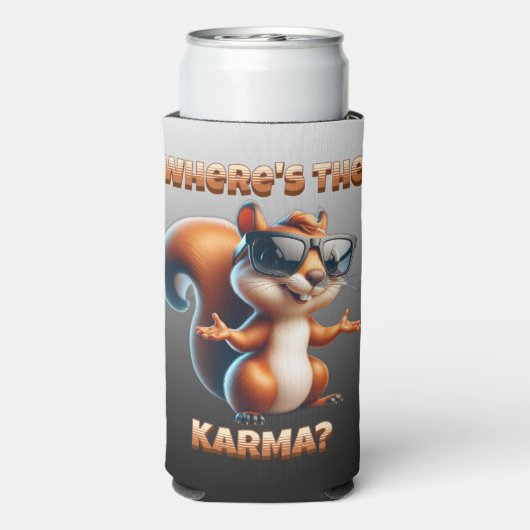 Waar is de Karma Funny Squirrel in Shades Seltzer Blikjeskoeler (Seltzer Achterkant)