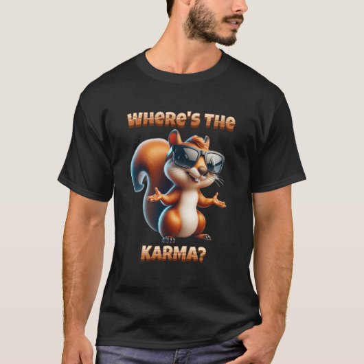Waar is de Karma Funny Squirrel in Shades T-shirt (Voorkant)