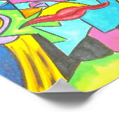 Waar is de Koffie?-Handgeschilde Abstracte kunst Poster (Hoek)