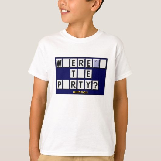 Waar is de partij? t-shirt (Voorkant)