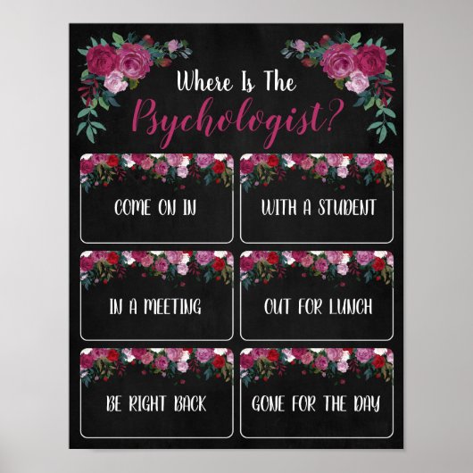 Waar is de Psycholoog Kantoor Deurbord? Poster (Voorkant)