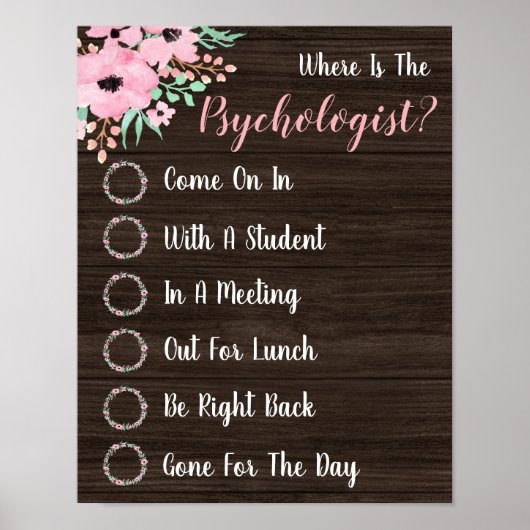 Waar is de Psycholoog Kantoor Deurbord? Poster (Voorkant)