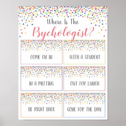 Waar is de Psycholoog Kantoor Deurbord? Poster (Voorkant)