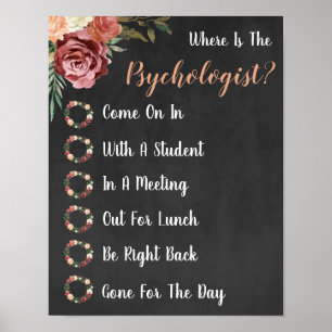 Waar is de Psycholoog Kantoor Deurbord? Poster