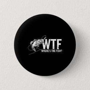 Waar is de vis WTF Funny Vissen Anglers Fisher Ronde Button 5,7 Cm
