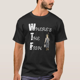 Waar is de visjongen met hengel en emmer in t-shirt