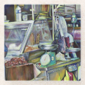 Waar is de viskop curry? Singapore Glazen Onderzetter (Voorkant)