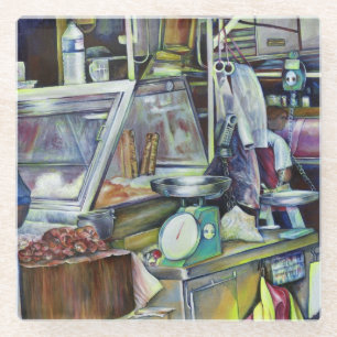 Waar is de viskop curry? Singapore Glazen Onderzetter