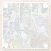 Waar is de viskop curry? Singapore Glazen Onderzetter (Achterkant)