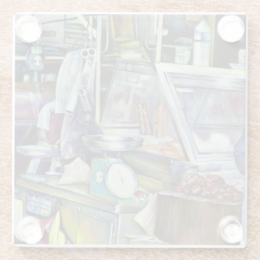 Waar is de viskop curry? Singapore Glazen Onderzetter (Achterkant)