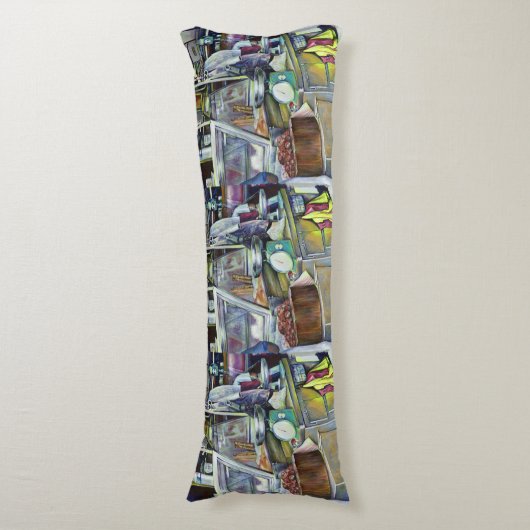 Waar is de viskop curry? Singapore Lichaamskussen (Voorkant Verticaal)