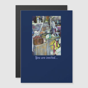 Waar is de viskop curry? Singapore Magnetische Uitnodiging