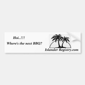 Waar is de volgende BBQ, Islander Registry? Bumpersticker