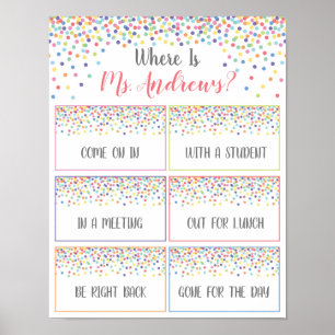 Waar is het deurbord van de Kantoor van de leraar? Poster