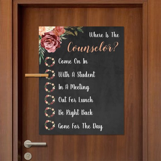 Waar is het deurbord van de Kantoor van de raadgev Poster