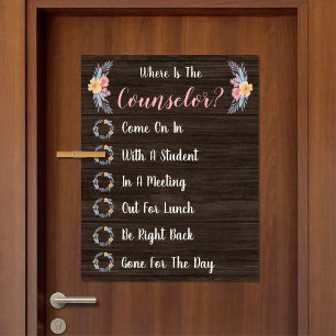 Waar is het deurbord van de Kantoor van de raadgev Poster