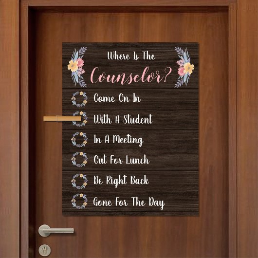 Waar is het deurbord van de Kantoor van de raadgev Poster