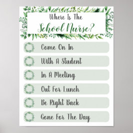 Waar is het deurbord voor de verpleegster van de s poster