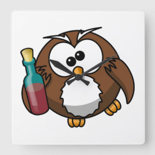 "WAAR IS HET FEest?" DRONKEN UIL Vierkante Klok