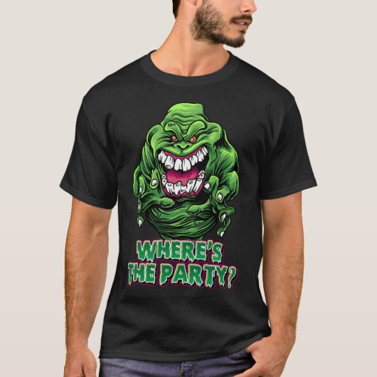 Waar is het feestmonster Slime Halloween T-shirt (Voorkant)