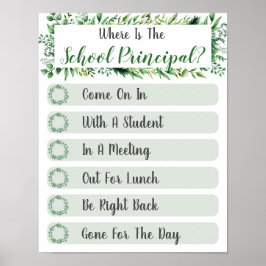 Waar is het hoofddeurbord van de Kantoor Poster