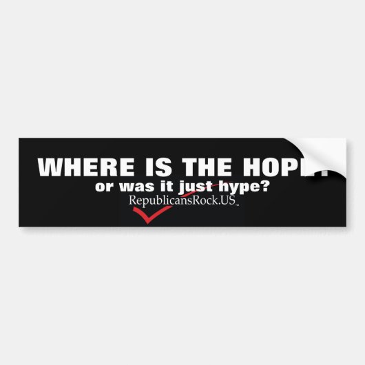 WAAR IS HET HOOP?,... BUMPERSTICKER (Voorkant)