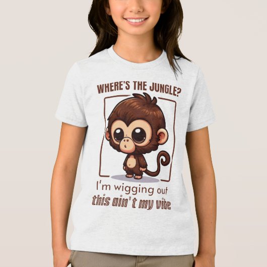 Waar is het Oerwoud? Ik ben Wigging Out Fluffy Tri-Blend Shirt (Voorkant)