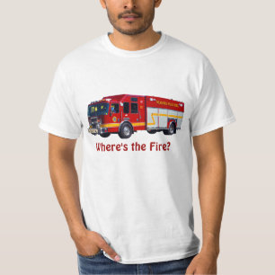 "Waar is het vuur?" Red Fire Engine Fun T-Shirt