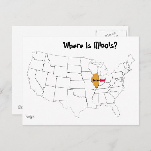 Waar is Illinois? Briefkaart (Voorkant / Achterkant)