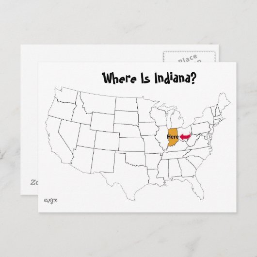 Waar is Indiana? Briefkaart (Voorkant / Achterkant)