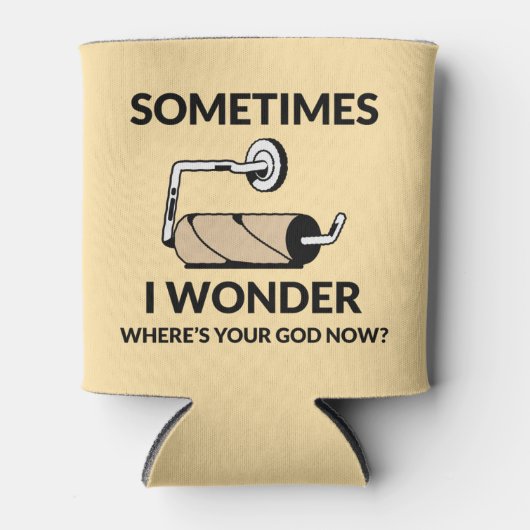 Waar is je God nu? | Grappige wc papier rol Blikjeskoeler (Voorkant)
