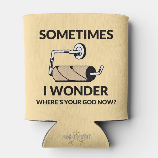 Waar is je God nu? | Grappige wc papier rol Blikjeskoeler (Achterkant)