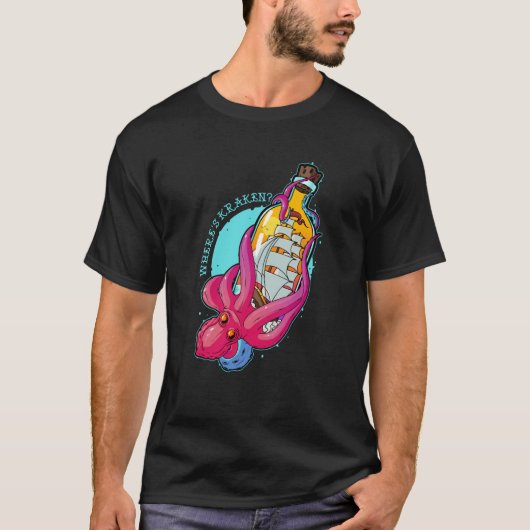 Waar is Kraken Octopus Zee Animal Tentacles Octopu T-shirt (Voorkant)