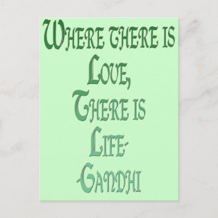 *Waar is liefde * Inspirerend Gandhi Quote Briefkaart